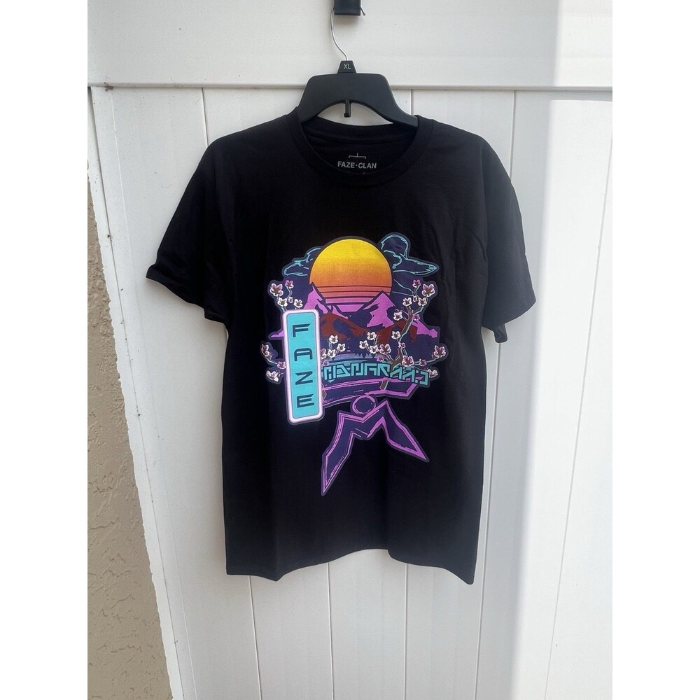 Faze Clan Graphic T Shirt Mens Medium Black Neon Japan Mongraal Fortnite